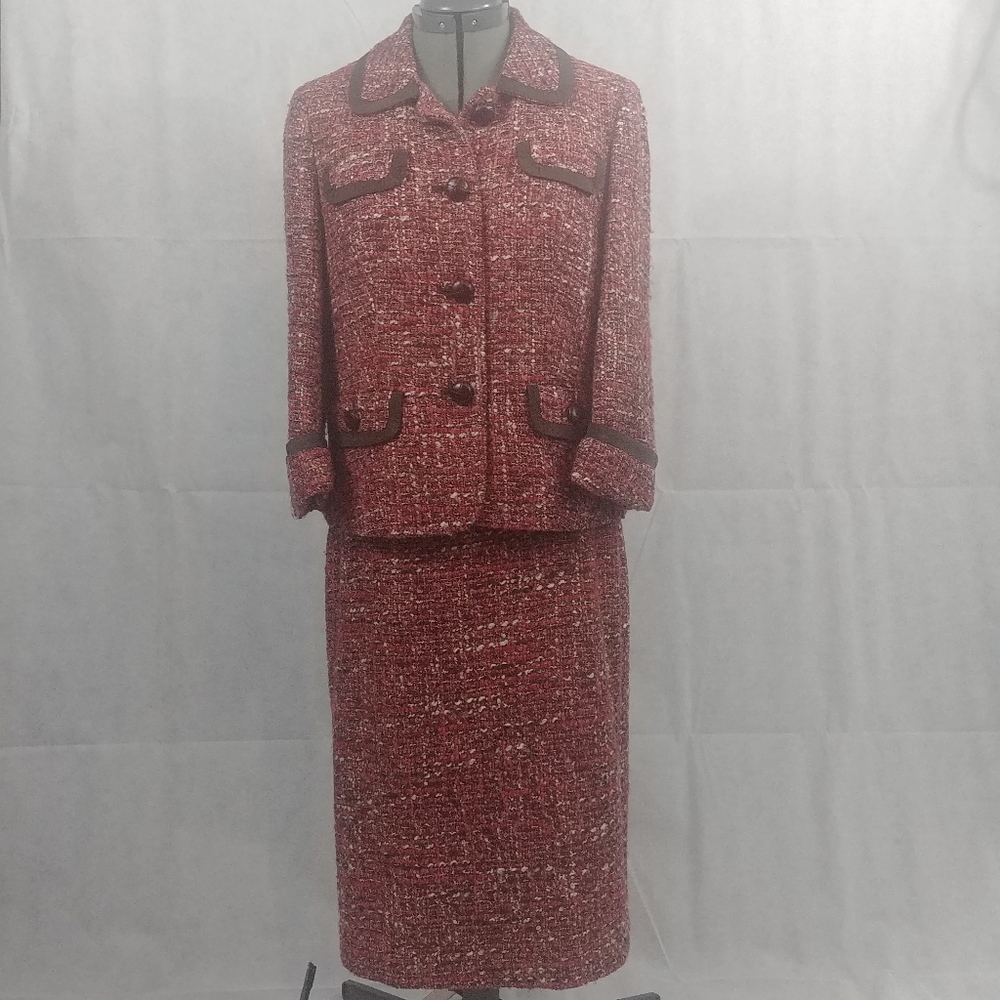 Talbots Tweed Pockets Work Skirt Suit Set